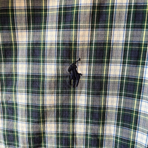 Ralph Lauren Blue Green Plaid Cotton Oxford Button Up Shirt sz M - Picture 8 of 8